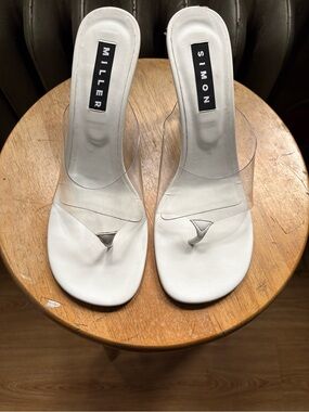 Simon Miller White Slide Sandals with Clear Straps
